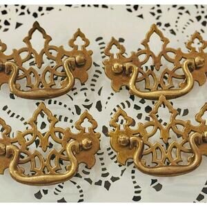 Set of 4 Vintage KBC Brass Drawer Pulls NO.8310 Chippendale Batwing Style